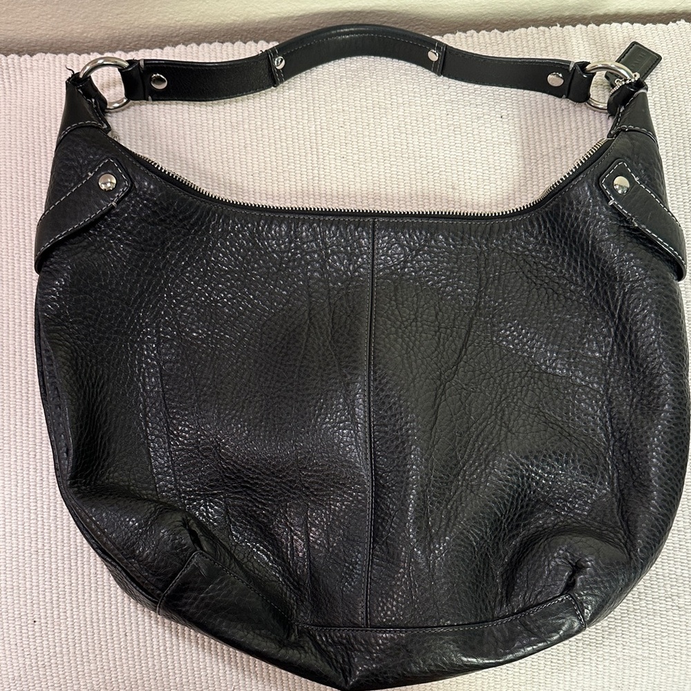 Coach Black Pebbled Leather Hobo Shoulder Bag - Picture 2 of 4